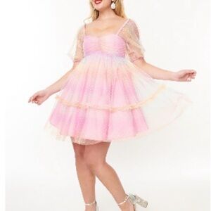 Pink Tulle Dress with Puff Sleeves Smak Parlour Unique Vintage
